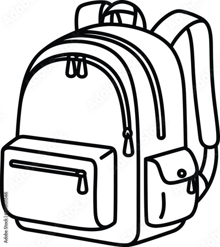 Simple school backpack icon outline for students or travelers representing storage and adventure gear with backpack rucksack adventure