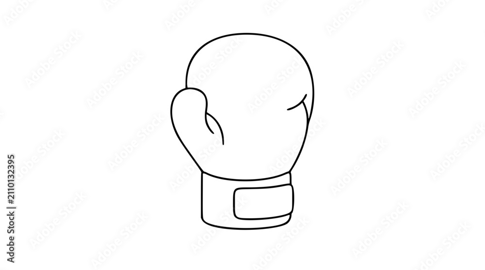 Fototapeta premium Boxing glove vector icon illustration. A clean, minimalist black and white line art graphic representing a sports equipment item, suitable for fitness, training, and combat sports design projects.
