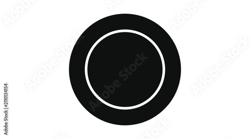 Fotografie Circular shape with inner circle black and white silhouette