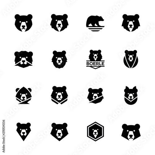 Bear Icons Set: Modern Geometric and Silhouette Designs