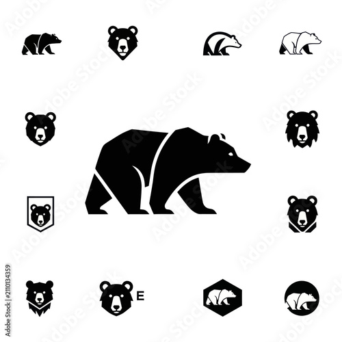 Bear Icons Set: Silhouette and Emblems of Bears