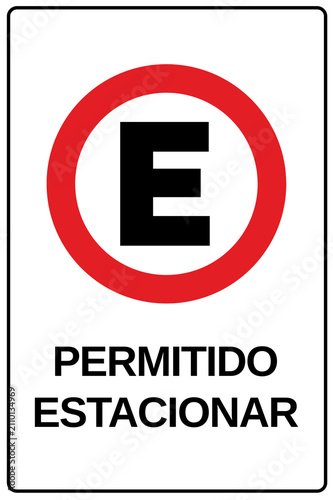 Naklejka placa aviso sinal permitido estacionar