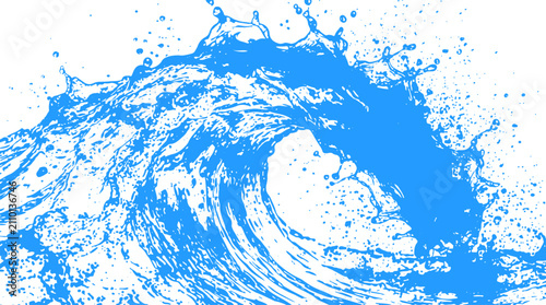 Dynamic blue water wave splash