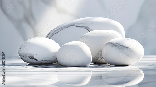 A photo of polished white marble stones.