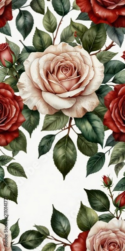 red roses on white background