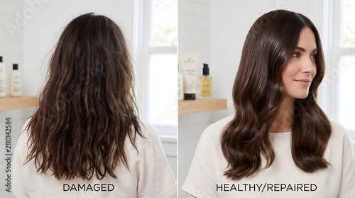 Restoring Damaged Hair to Healthy Condition, Hair Repair and Nourishment Concept