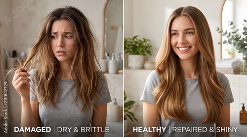 Restoring Damaged Hair to Healthy Condition, Hair Repair and Nourishment Concept
