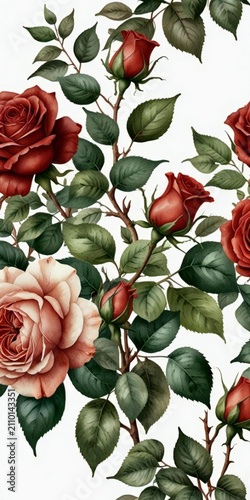 red roses on white background
