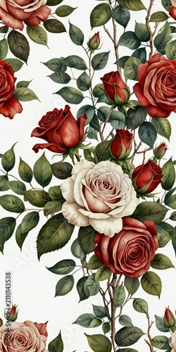 red roses on a white background