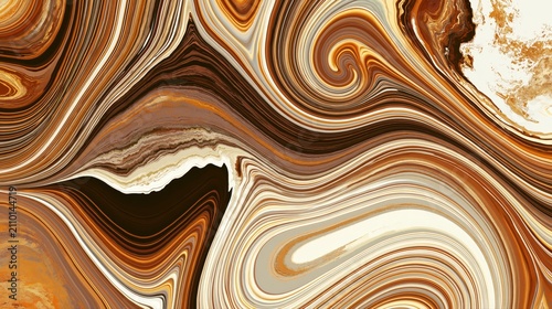 Luxury Abstract Marble Texture with Copper Brown Cream and Gold Swirls
