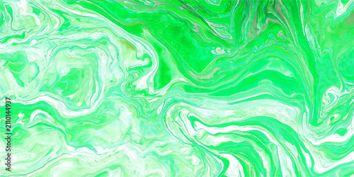 Cuadro en lienzo Emerald Swirls Abstract vibrant green and white marbled texture, a fluid abstract design reminiscent of natural patterns or artistic creations