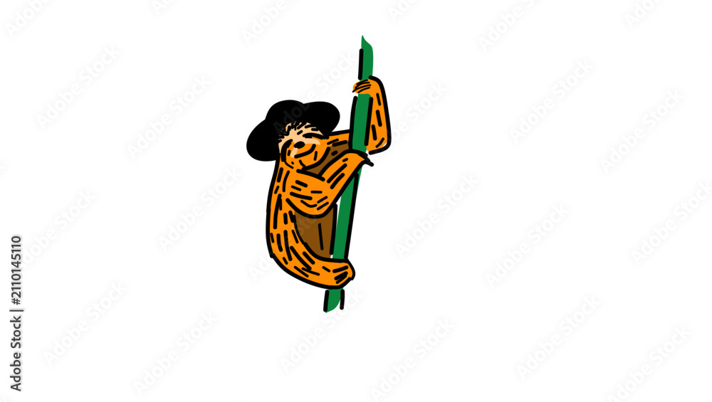 Obraz premium cute sloth cartoon character, color vector illustration
