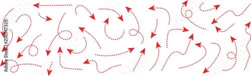 Red dotted swirling arrows pattern for modern abstract background design