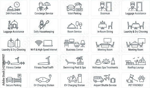 Billede på lærred Comprehensive Black Silhouette Icon Set Featuring Creative Arts, Office Statione