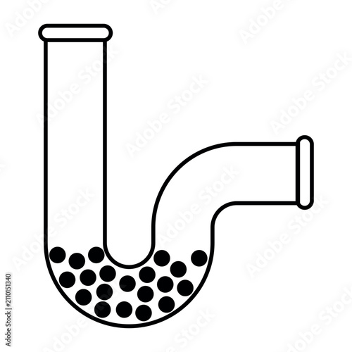 Картината върху платно Clogged plumbing P trap pipe obstruction with accumulated solid debris
