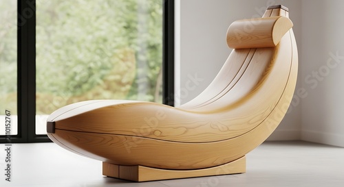 Close up of a golden brown leather armchair in room.