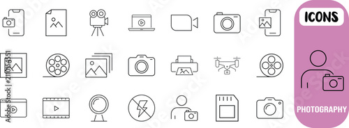 Foto Photography and videography outline icons
