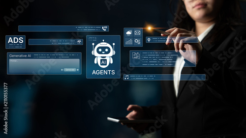 Slika na platnu AI agents orchestrate advertising campaigns with generative content, analytics and messaging
