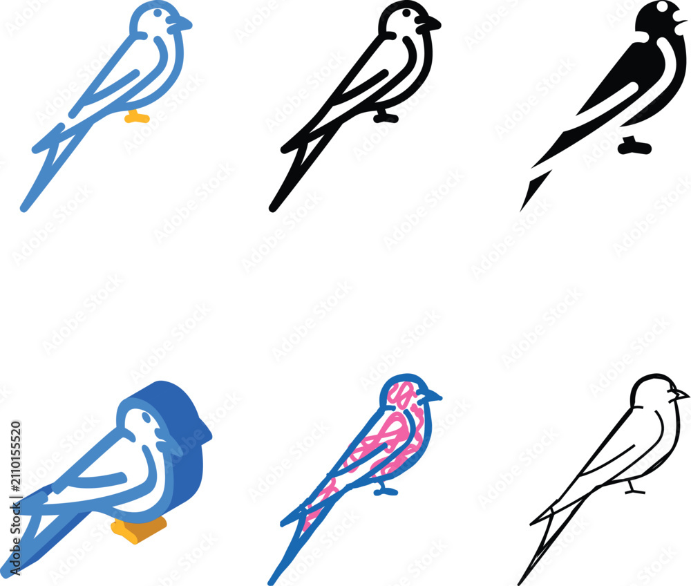 Obraz premium swift bird color icon vector. swift bird sign. isolated symbol illustration mix