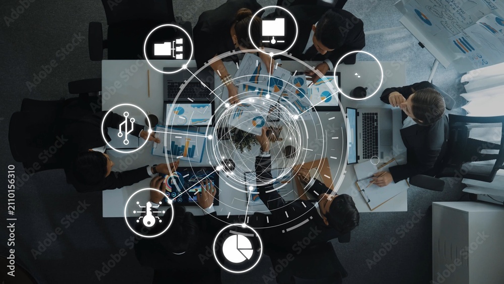 Fototapeta premium Concept of managing online folders with digital file organization, cloud storage, and secure sharing. Online folders improve workflow, online folders ensure access control. Funnel