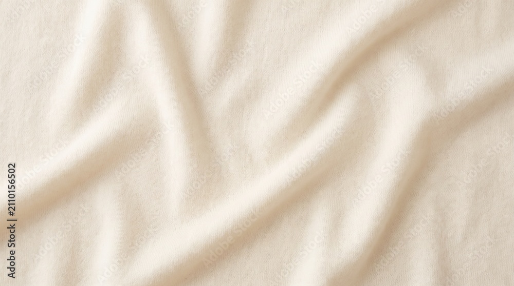 Fototapeta premium Soft Off-White Cashmere Wool Knit Fabric Texture with Delicate Folds