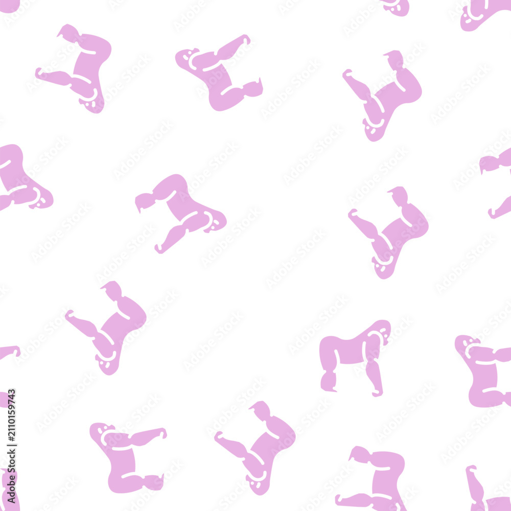 Obraz premium gorilla animal glyph vector seamless pattern. gorilla animal signthin illustration