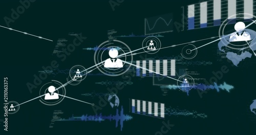 Foto Central avatar appearing and expanding, sending connecting lines and nodes, show