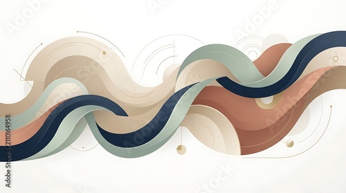 Abstract background with flowing wavy lines in earth tones and navy blue colors for modern graphic design