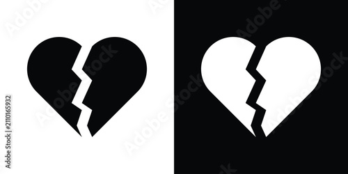 Фотография Broken heart icon line graphic group. EPS10