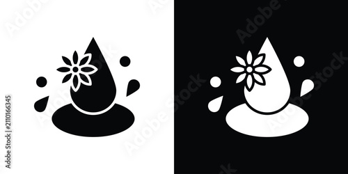 Konstfotografi Essentials oil drop icon line graphic group. EPS10