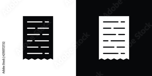 Paper receipt icon thin line pictogram bundle