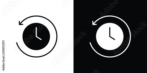Tableau sur toile Rewind time icon thin line pictogram bundle