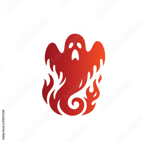 Фотография Spooky red fiery Halloween silhouette showcasing a creepy floating phantom ghost