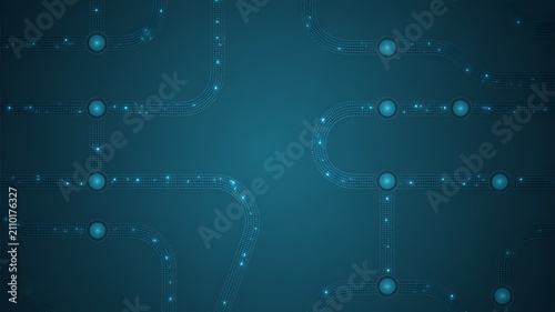 Abstract digital circuit lines and dots