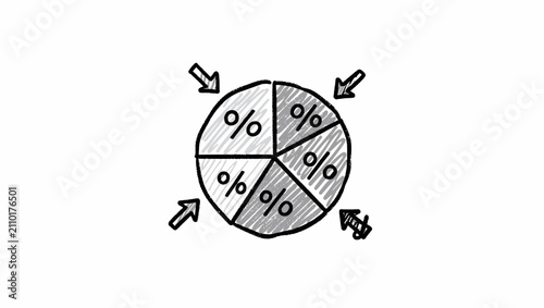 Hand Drawn Pie Chart Analysis Icon.