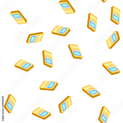 Fotografía terminal for buying ticket isometric seamless pattern