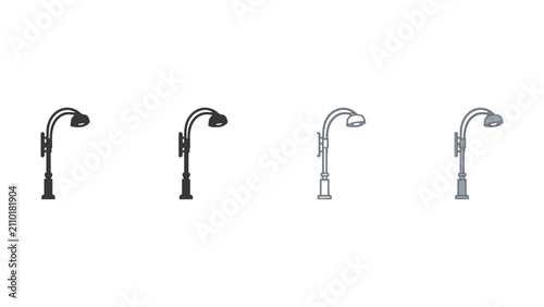 Fotografie Vintage street lamp vector set, classic wrought iron outdoor lighting icons, ant
