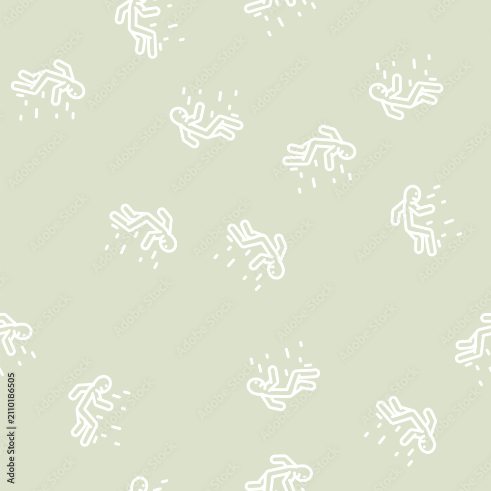Fototapeta premium man falls accident line seamless pattern man falls accident thin line illustration