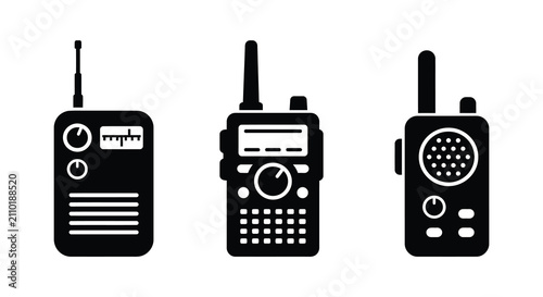 Tableau sur toile Three Two way Radios Black Silhouette Style