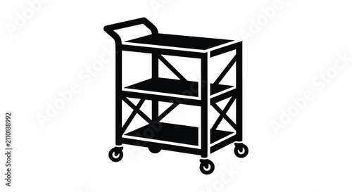 Three tiered serving cart black silhouette utility