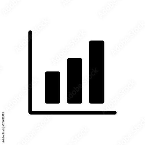 Minimal Bar Chart Growth Icon Black Glyph Vector for Analytics Statistics and Business Reports