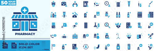 Tableau sur toile Pharmacy Solid Color Editable Icons set