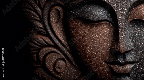 Serene Gaze: Close-up of a Buddha Statue Radiating Calm and Inner Peace