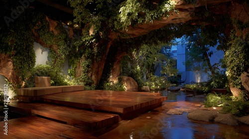 Serene Indoor Oasis: A Harmonious Blend of Nature and Modern Design Elements