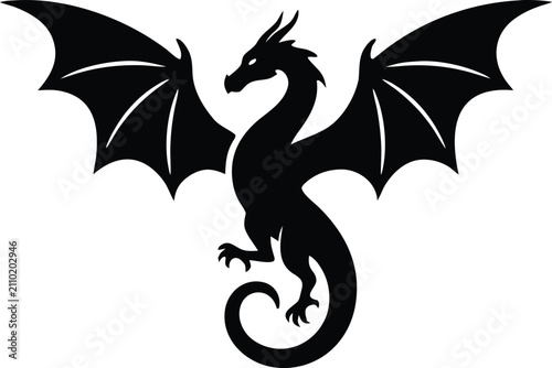 vector illustration of a black dragon