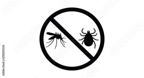 Fotografía Mosquito And Tick Prohibition Sign Black Silhouette