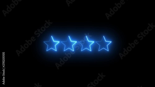 Cartoon shape 5 Star Rating Animation, star review concept, Rating stars icon animation, glowing five star flat symbol animation.4k