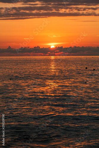 Beautiful summer sunset over the sea.