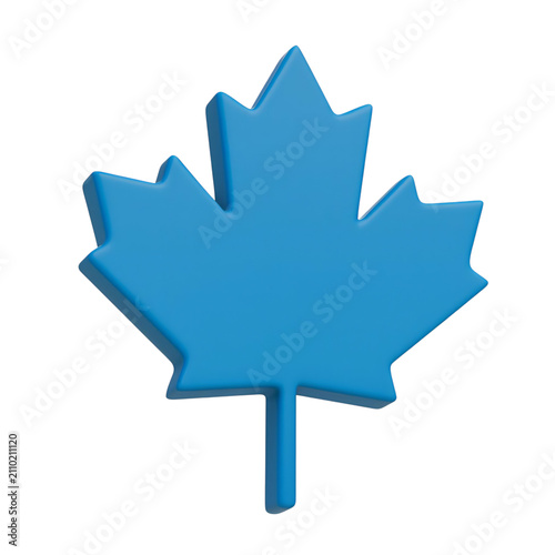  Modern blue maple leaf icon design with smooth edges, clean abstract Canadian symbol illustration for branding, logos, art, and creative digital projects