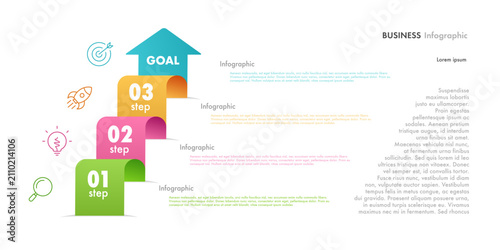 Ladder up Infographic 3 level modern isometric effect for milestone, progress, data visualization, strategy, flowchart, business project, development process, marketing vector